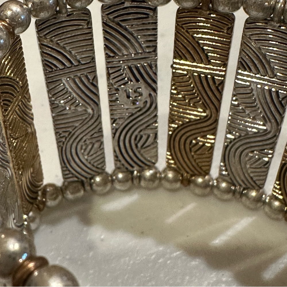 NWT The Sak Bracelet- antiqued silver & gold tone, stretch, wide - Picture 11 of 11